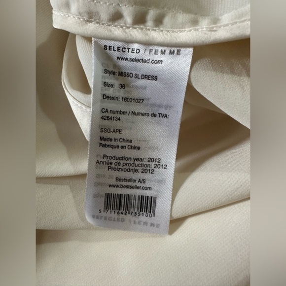 Selected Femme White MISSO SL DRESS Button-down size 4 (size 36 EU) - Picture 7 of 8